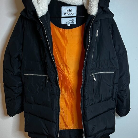 Orolay Down Filled Jacket with orange lining Women's Size M (8-10) - Picture 6 of 11
